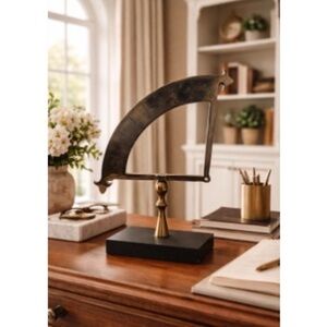 Vintage Pottery Barn Nautical Decorative Metal Brass Sextant Compass 13”H x 9”W